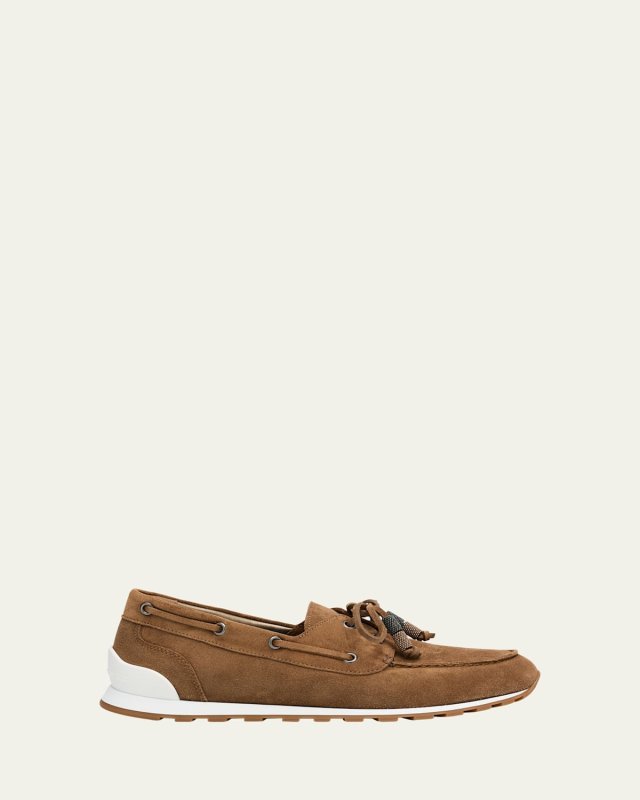 Suede Sporty Boat Loafers